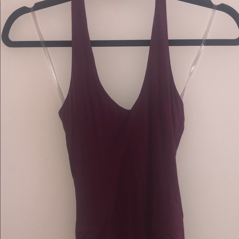 V neck maroon bodysuit